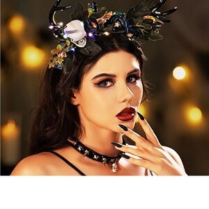Halloween/Cosplay/ día de los muertos Antler Headband - Black